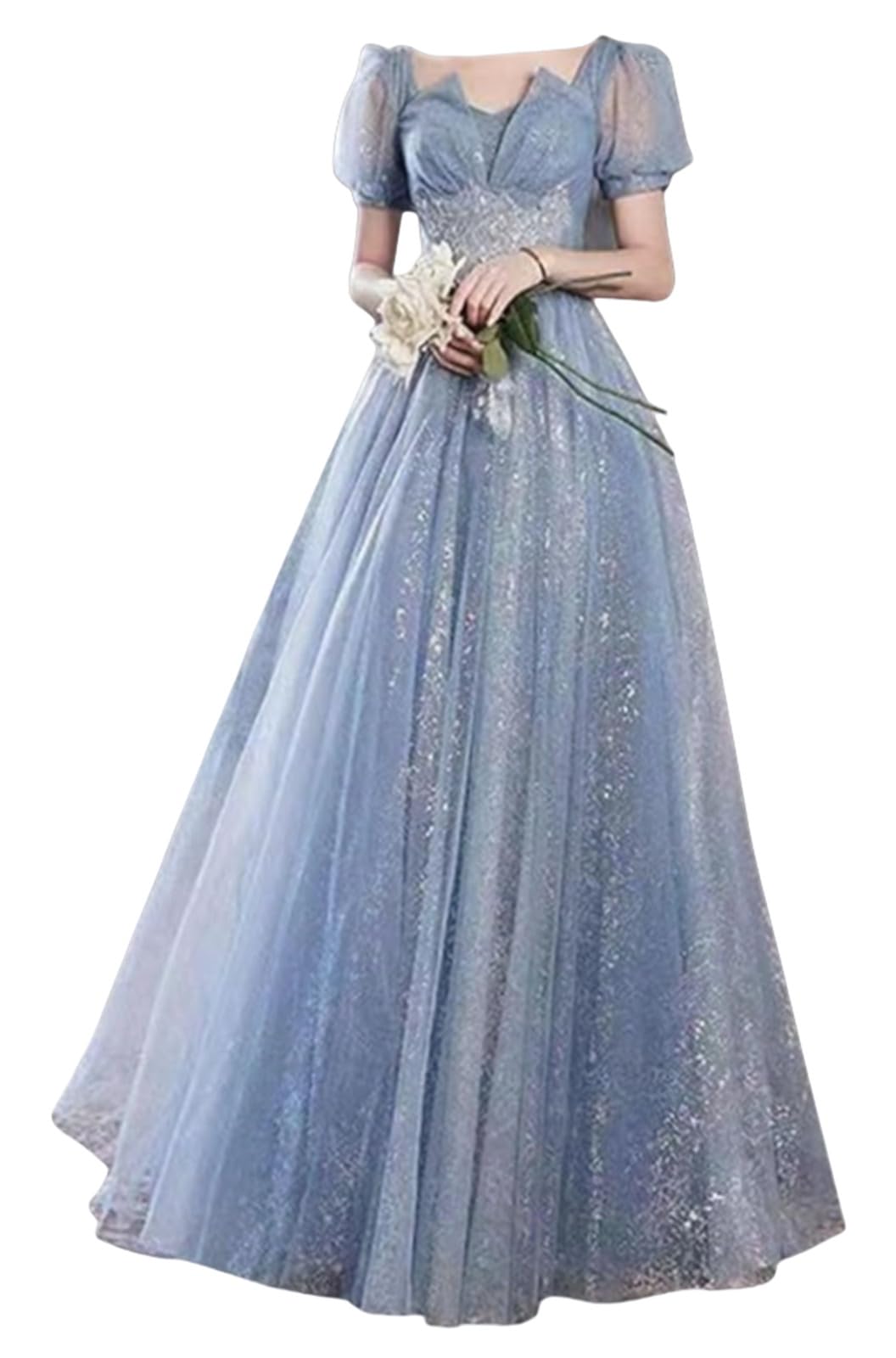 [] チュールワンピース イブニングドレス パーティードレス ロングドレス 宴会ドレス 花嫁ドレス フォーマルドレス ワンピース パフスリーブ ライン ハイウエスト ロング丈 フォーマル 気質 エレガント きれいめ 披露宴 二次会 お呼ばれ｜BSマーケット