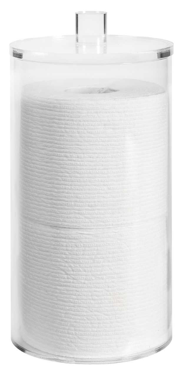 トイレットペーパーストレージコンテナ プラスチックバスルームティッシュホルダー フリースタンディング レギュラー渦巻形2渦巻形用 バスルームオーガナイザー かざり付けるアイデア 付属品 奥ぶかさ5in  高さ9.5in