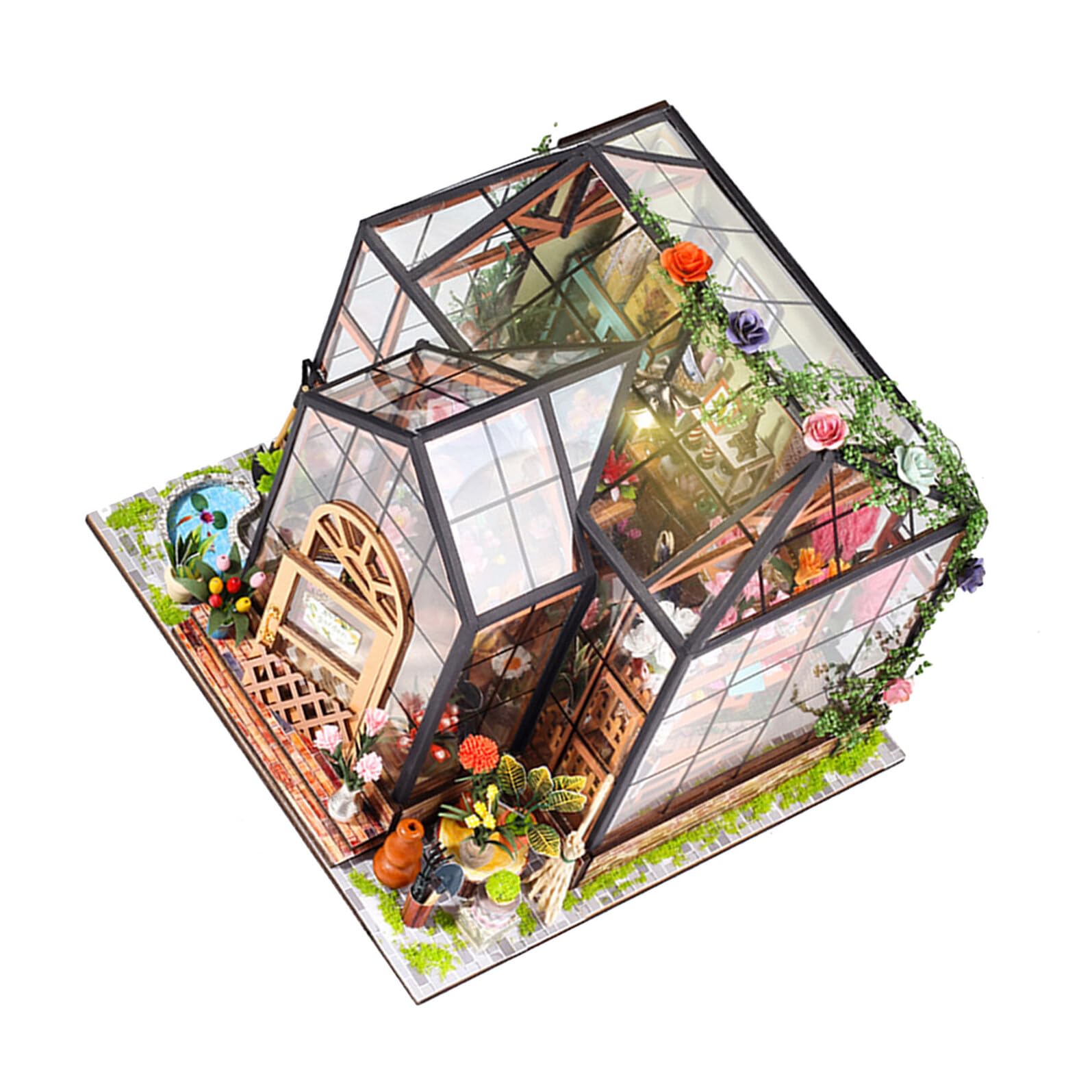 3ミニチュアドールハウス植木室一揃いの道具 細密画組み上げるひな型一揃いの道具 花の植木室ひな型 精神的な統合くぐり抜ける 余暇活動の手工芸品 ホームデコレーショ