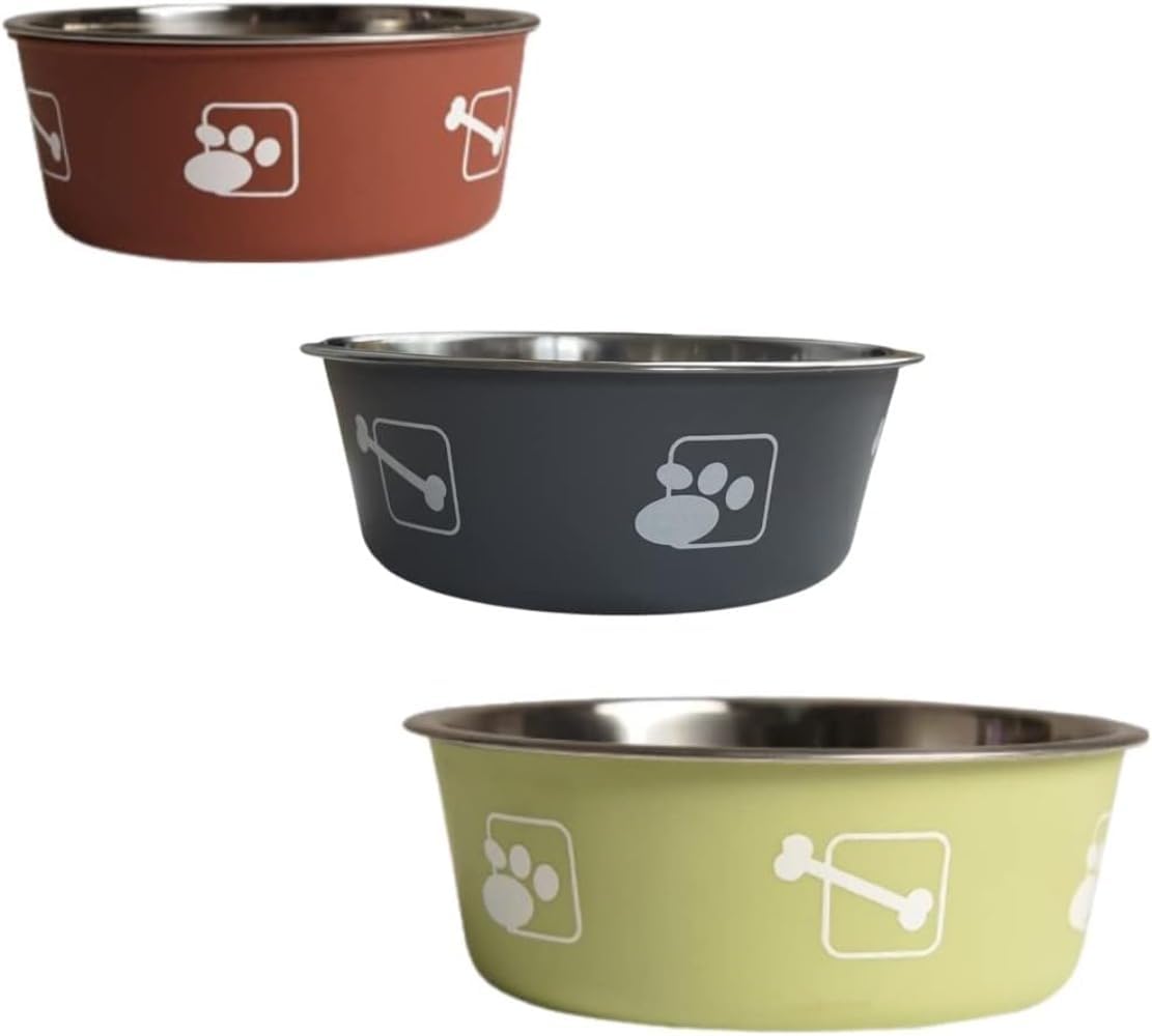 愛玩動物用 食器 ステンレス鋼 ボンネットどんぶり鉢 上滑り打ちきり 餌入れ 犬 猫 大静電容量 (,薄墨色)