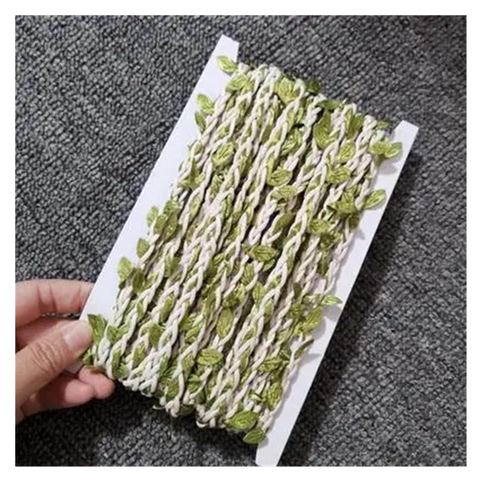 人工観葉植物 リーフ付き 麻紐 編み込み ロープ ラタン 飾り ナチュラル 手芸 素材 ガーランド インテリア 装飾 葉 蔦 デコレーション 撮影 小道具 DIY ハンドメイド 材料 リース アレンジメント 雑貨
