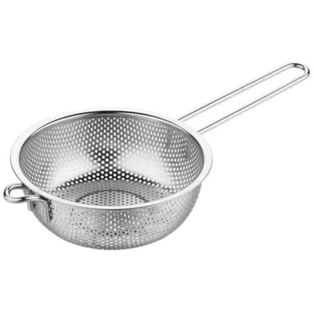 ざる ステンレス パンチングザル 取っ手付き 片手 片手ザル 持ち手付き 水切り ストレーナー 麺切り 湯切り ボウル 濾し器 足付き 耳付き 丈夫 キッチンツール 調理器具 野菜 パスタ 揚げ物 ラーメン 16cm 19cm 22.5cm｜BSマーケット