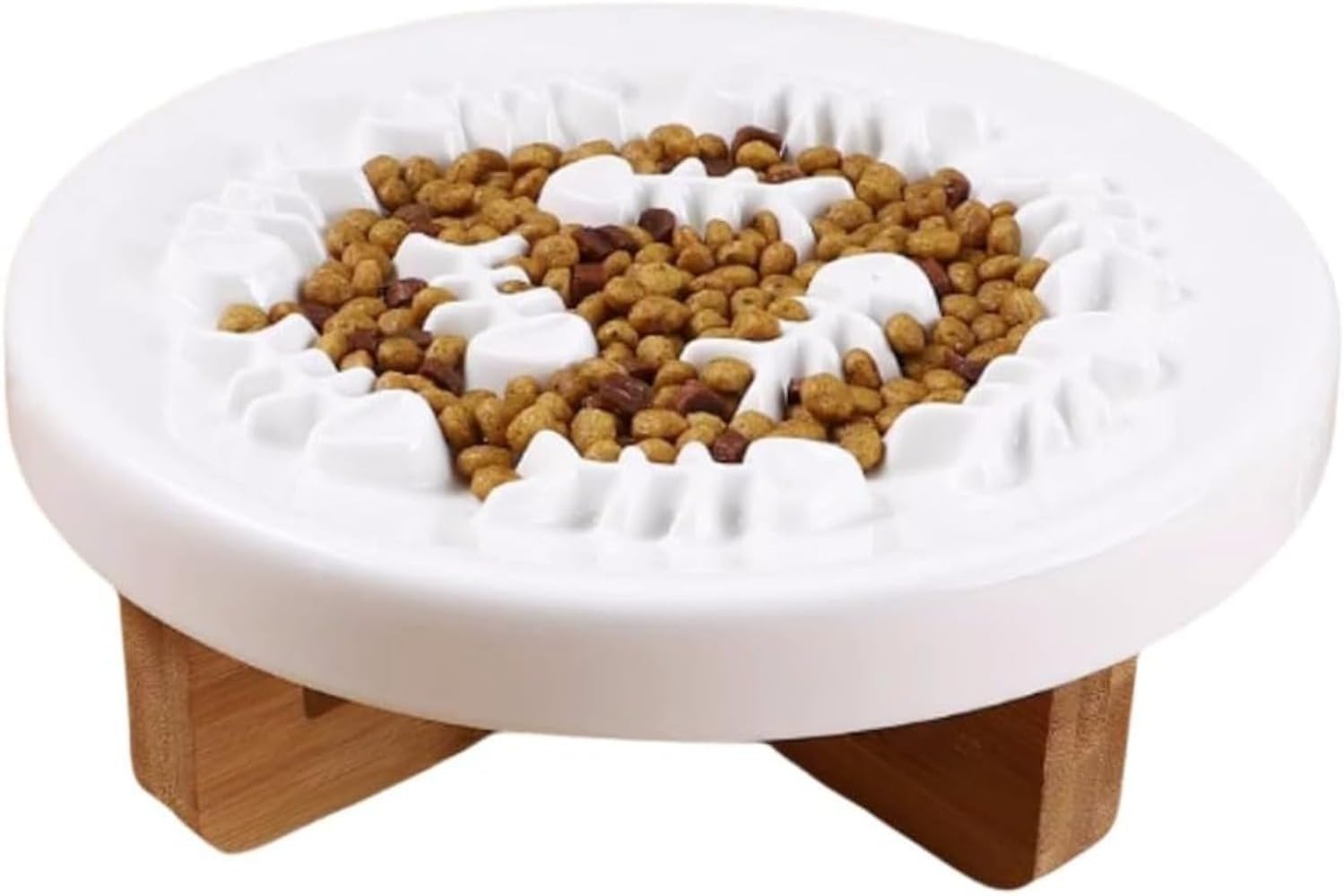ペット 食器 早食い防止 犬 猫 陶器 フードボウル 竹製スタンド付き 2点セット セラミック スローフード ボウル 餌入れ 水入れ 骨型 デザイン 食べやすい 負担軽減 吐き戻し防止 洗いやすい おしゃれ かわいい 室内 中小型犬 猫用｜BSマーケット