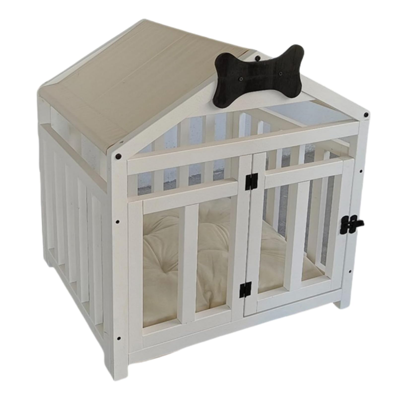 犬 ケージ ペットケージ 木製 中小型犬用 猫ハウス ペットサークル 幅65&times;奥行54&times;高さ72 屋根付き 脱走防止 毛布付き 頑丈 安定感高い ウッディサークル オシャレ 10以下の犬に適しています ()｜BSマーケット