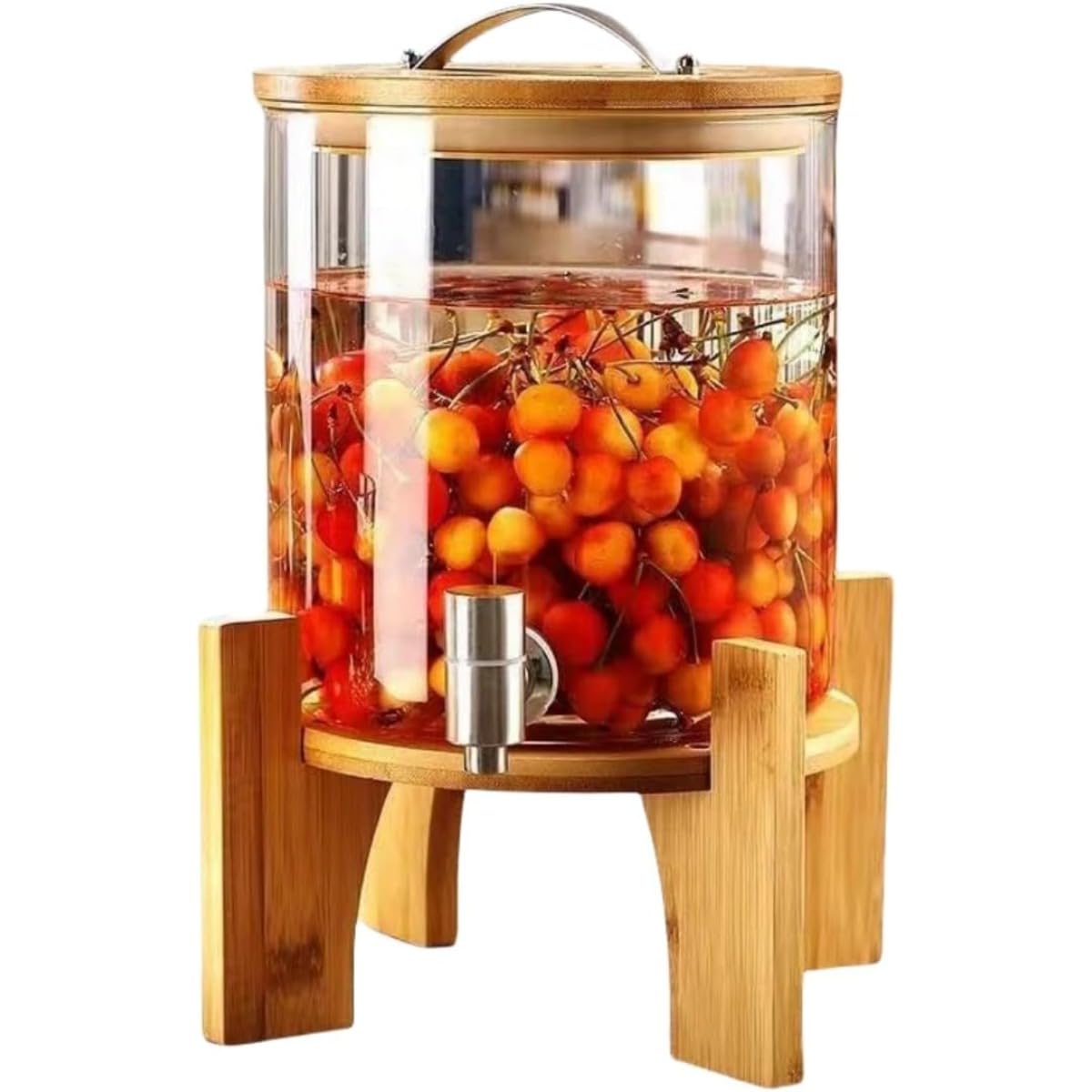 ドリンクサーバー ガラス ガラス ジュース飲料水タンク ガラス ジャグ タンク ジャグ ジュース缶冷水筒 ガラス貯蔵タンク 大容量 蛇口付き 耐熱性 お手入れ簡単 プラムワインジュースビールフルーツジャ貯蔵容器密閉 家庭用および商業用 (ベース付き,10)｜BSマーケット