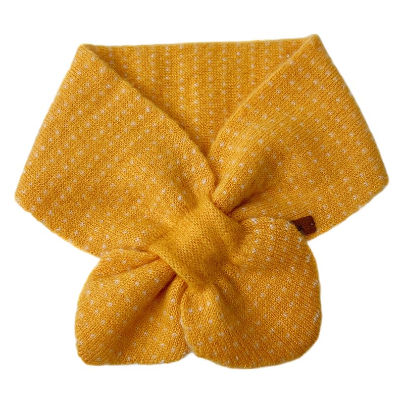 [] 100%純カシミヤマフラー女性用秋冬保温防風ドット柄ショートニットネックウォーマー多用途シンプルカジュアル61*9.5｜BSマーケット