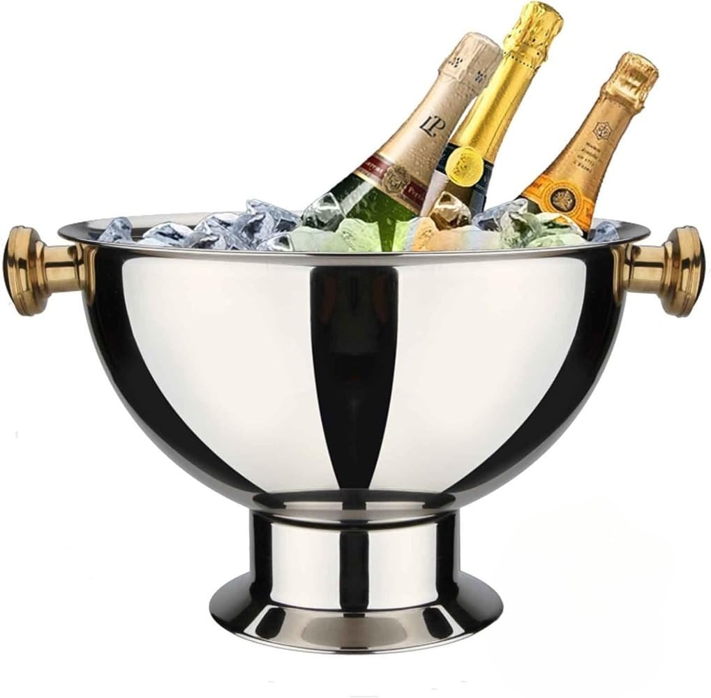アイスボウル、ステンレスシャンパン/ワインクーラー、アイスバケット 大容量 アイスバケツ 最適 ビール/シャンパン/ワインを冷やすのに最適 (- )|BSマーケット