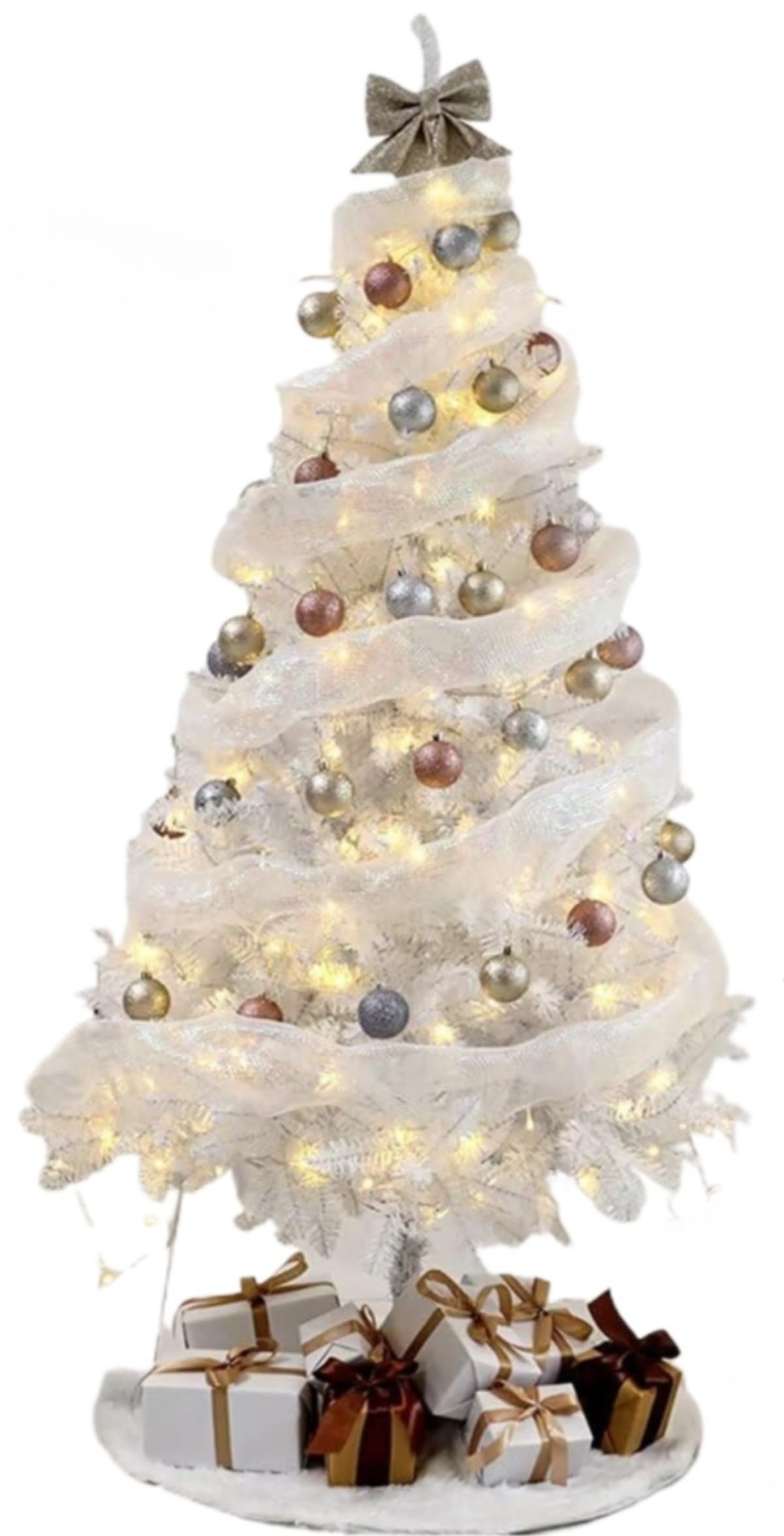 白いクリスマスツリー 150/180 高級豪華タイプ ライト付き 枝数豊富 オーナメントセット 組立簡単 28|BSマーケット