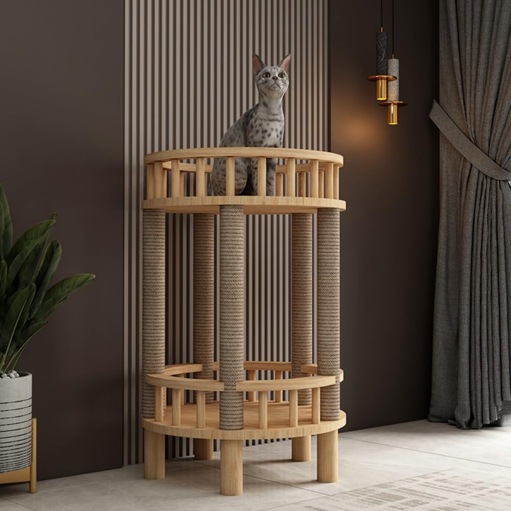キャットネスト 無垢材 四季対応 ユニバーサル キャットヴィラ クローズド マルチキャットハウス 猫クライミングフレーム ベッドサイドテーブル 共有スツール アクティビティタワー 人と猫用 組み立て簡単 (:40*40*60)｜BSマーケット 10,729円