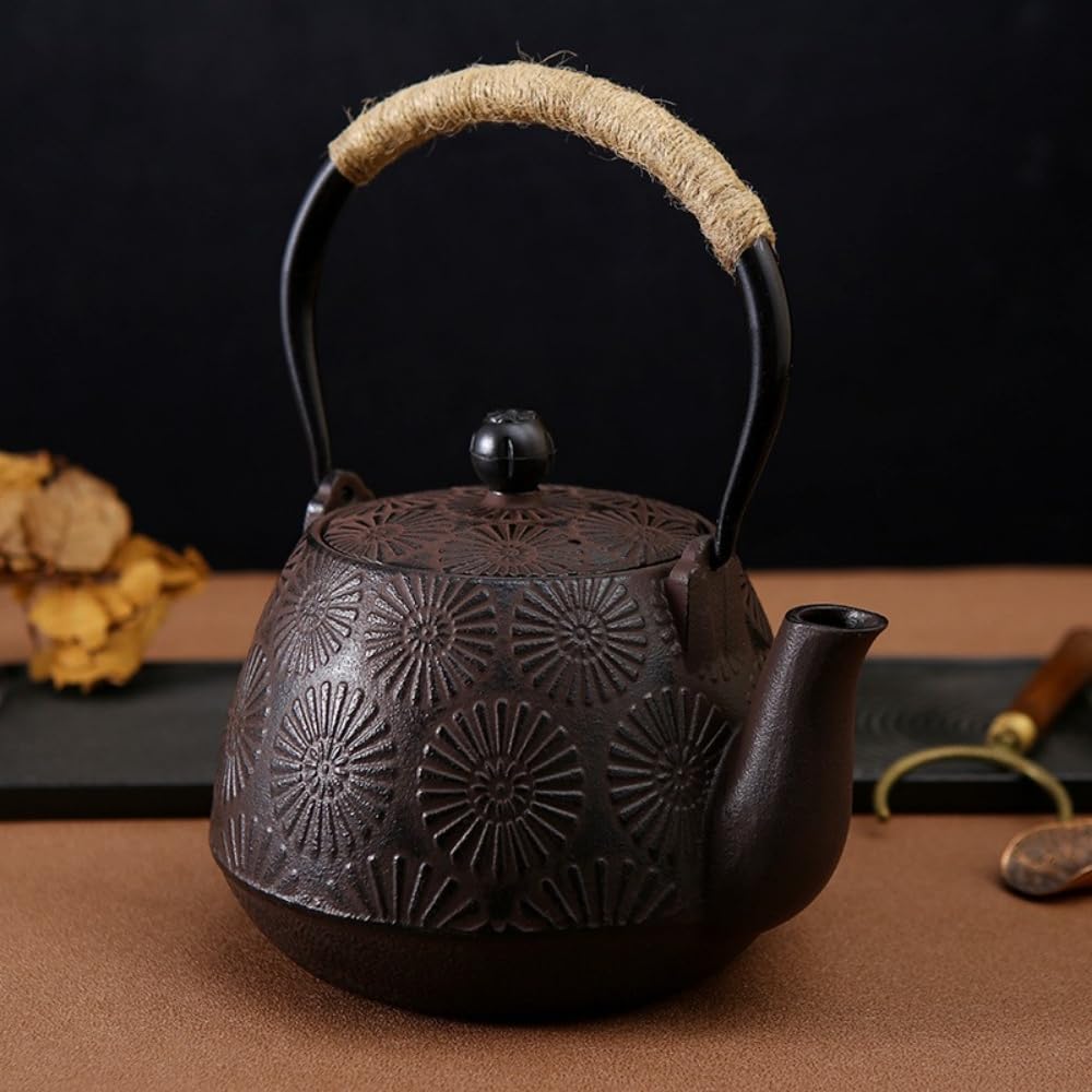 鉄瓶 南部鉄瓶 1200 大容量 お茶を淹れる、お湯を沸かす 鉄やかん 伝統工芸品 家庭用、オフィス、商業用、ギフトに最適 (コーヒー色)｜BSマーケット