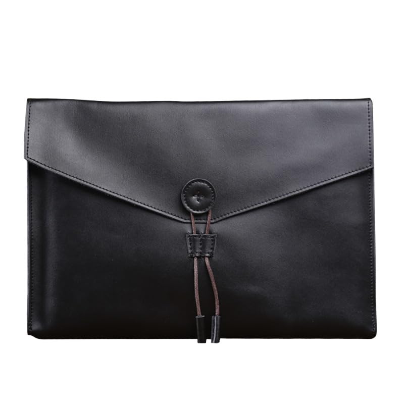 書類の収納に最適なレザービジネスブリーフケース バッグ、オフィス、ポータブル入れ、ブックスタイルのオーガナイザー、隠しポケット付き、大容量 耐水性のある牛革を使用し (ブラック)｜BSマーケット 8,975円