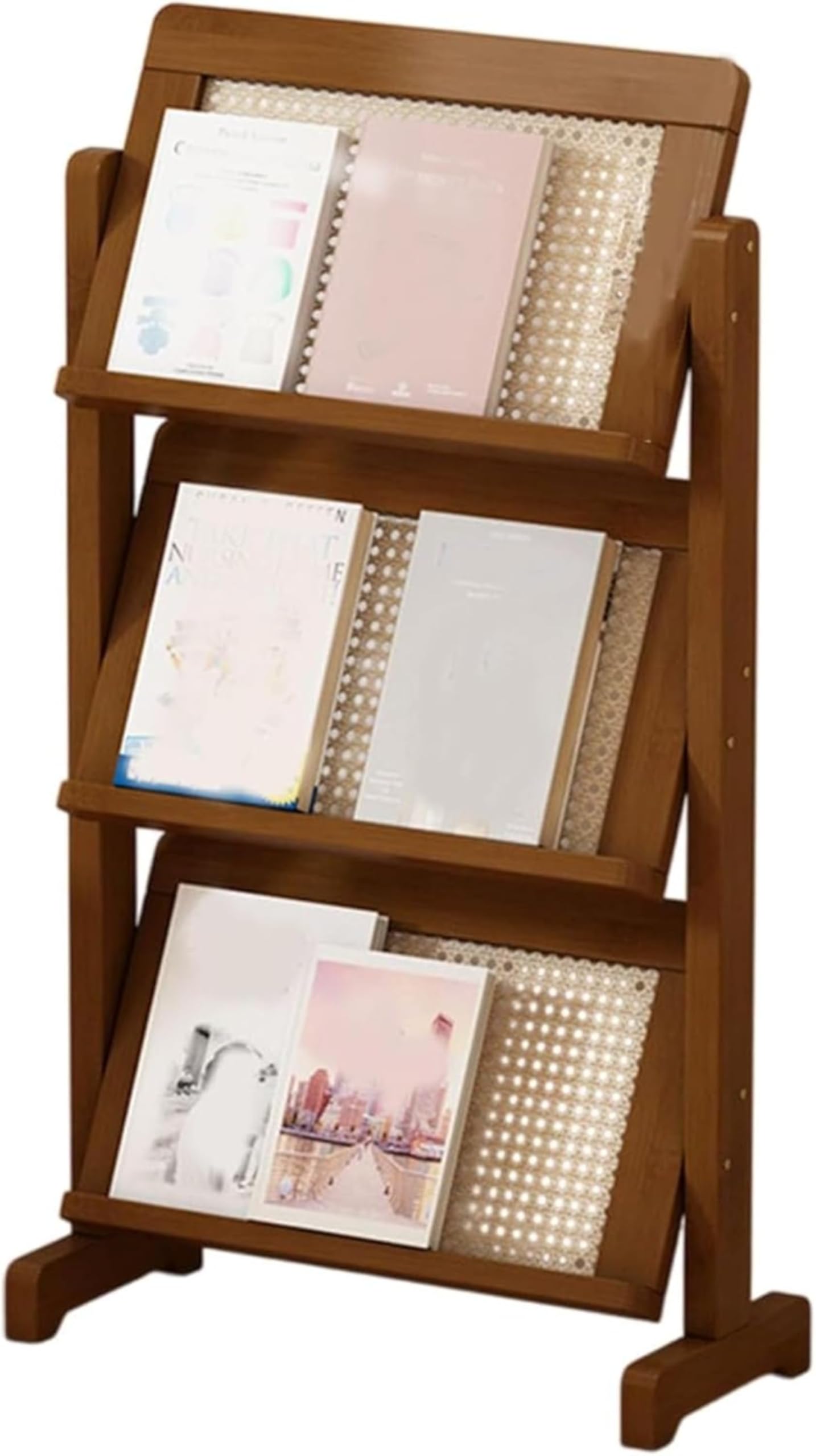 新聞収納スタンド マガジンスタンド カタログ収納 本棚 ラック 大容量 図書館対応 店舗業務用 兼用機能 ストライプタイプ 多用途 使いやすい 日常使用 (【藤編みタイプ】,53*22.5*91.5) []｜BSマーケット 11,131円