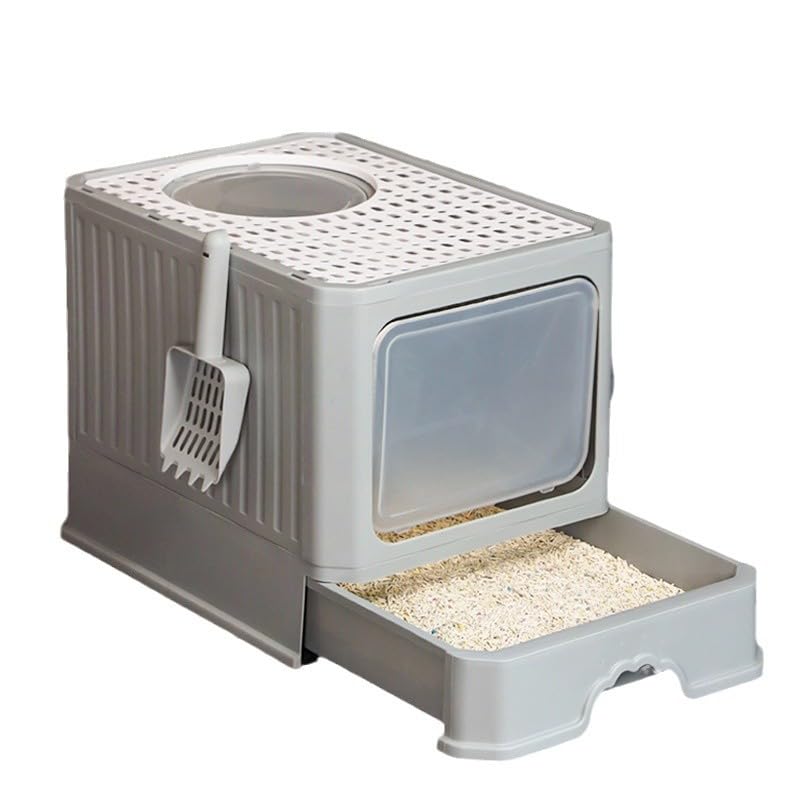 50&times;40&times;45 大型猫トイレ システム式引き出し付き 砂飛び防止脱臭抗菌 スコップ付き掃除簡単 清潔維持に適用｜BSマーケット