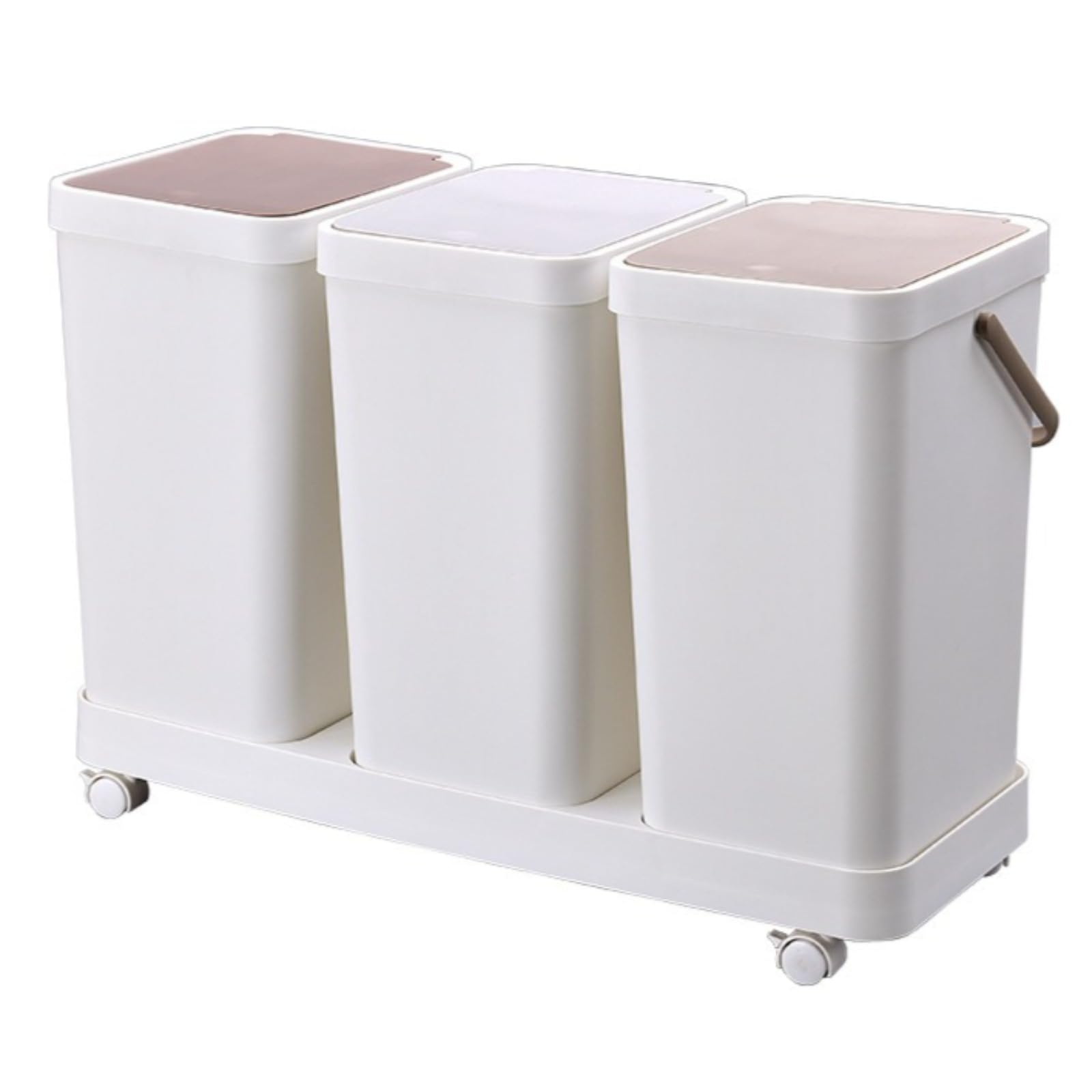 ゴミ箱 3 分別 ふた付き 密閉防臭 スリム縦型 キャスター付き 3 連ダストボックス プラスチック製 袋隠し 取り外し可能 キッチン リビング 家庭用 大容量 (3分別,ホワイト)|BSマーケット