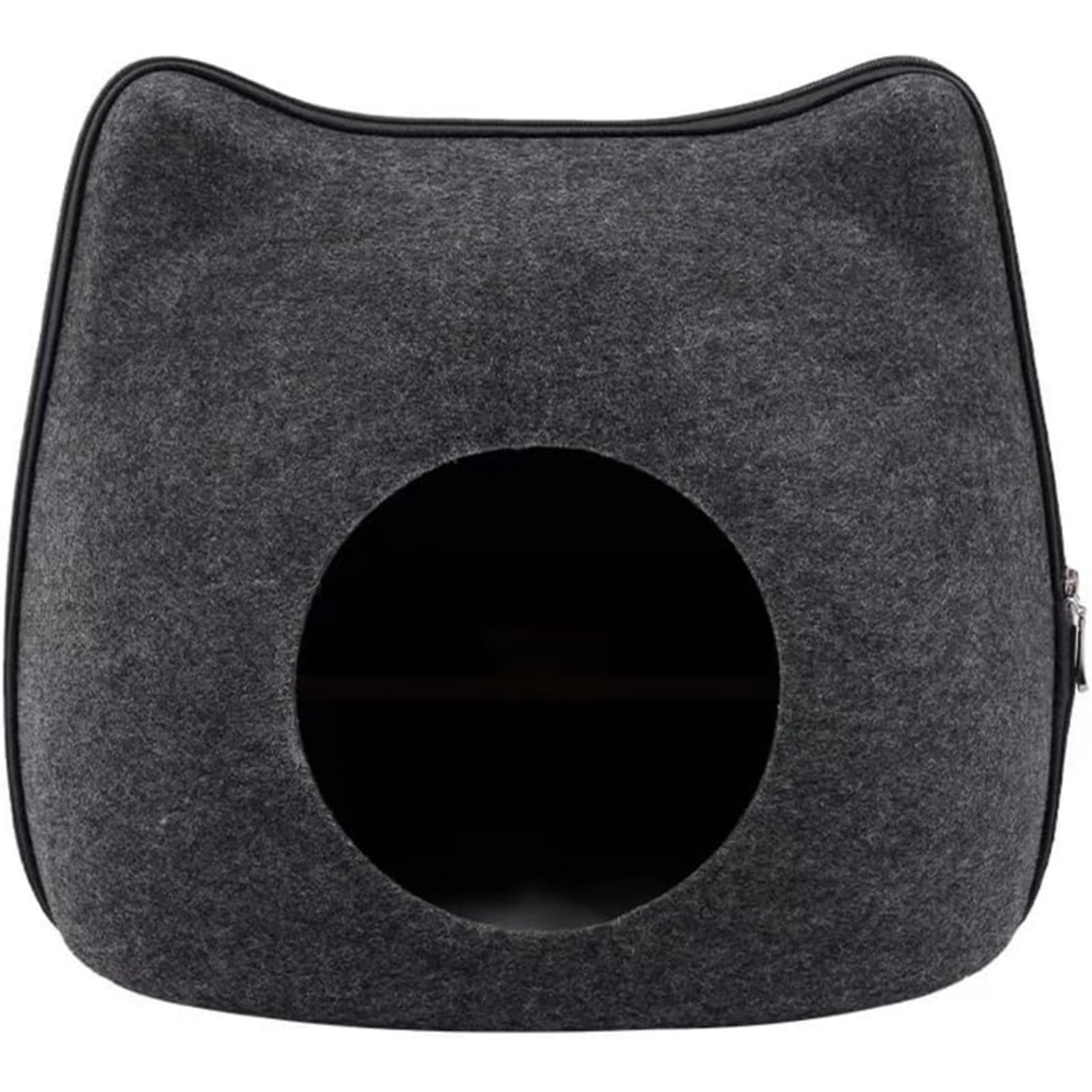 猫ハウス 猫ベッド ドーム型 猫耳デザイン 四季通用 通気性 洗える 綿敷き物付き 室内用 犬猫ウサギ小動物対応 ペット寝袋 おしゃれ 丈夫 ぐっすり眠れる (ダークグレー)｜BSマーケット