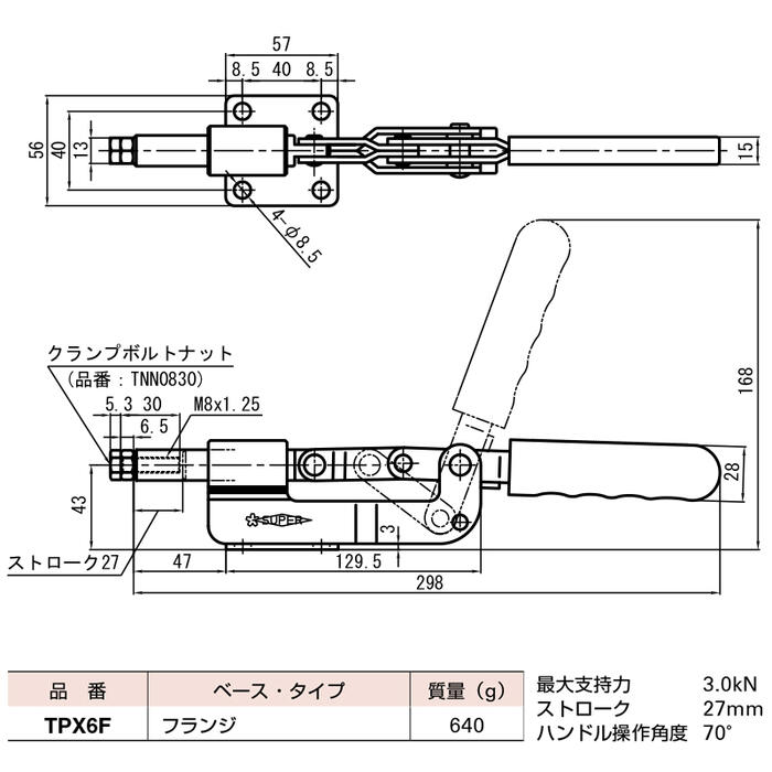 送料無料キャンペーン?】 横押し型 TPX6F トルグクランプ スーパーツール SUPERTOOL メンテナンス用品