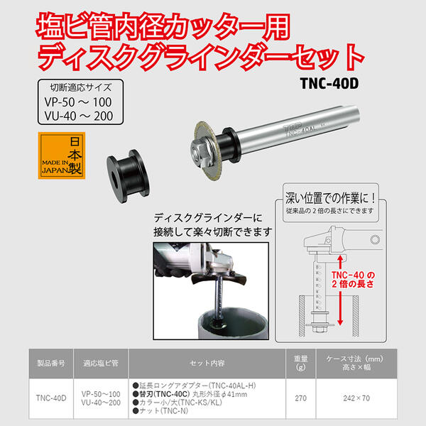 トップ (TOP) 塩ビ管内径カッター ディスクグラインダー ケース入12点