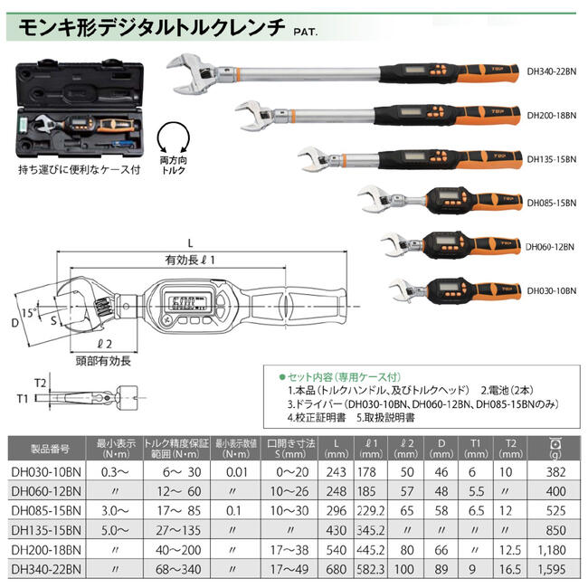 高評価国産 トップ工業 モンキ形デジタルトルクレンチ ＤＨ１３５