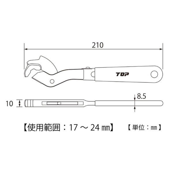 楽天市場 トップ工業 鋼製束レンチ 17 24mm対応 ターンバックル 六角ナット ラチェット機構 四角形状 スピードレンチ 木造建築 根太材 土間コンクリート 束石 スピーディ 固定用六角ナット 差替え不要 床束 ビニールグリップ付 建築 プロ 土木 基礎 Ksw 200 日本製 Top