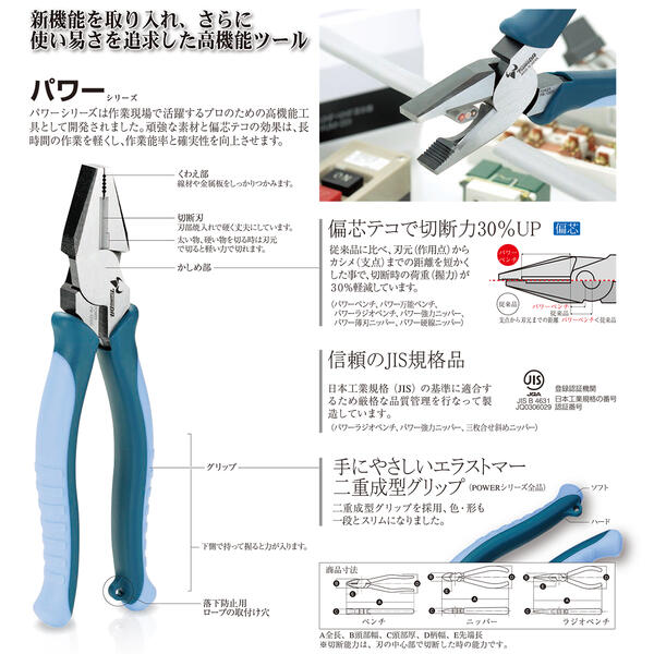 楽天市場 ｔｔｃ パワー強力ニッパー １６０ｍｍ 偏芯タイプ ２重成型グリップ ストラップホール 切る ステンレス 軟鉄線 針金 銅線 より線 強力刃 ｊｉｓ規格品 日本製 Pw 302dg ツノダ 作業工具の専門店queen Bee