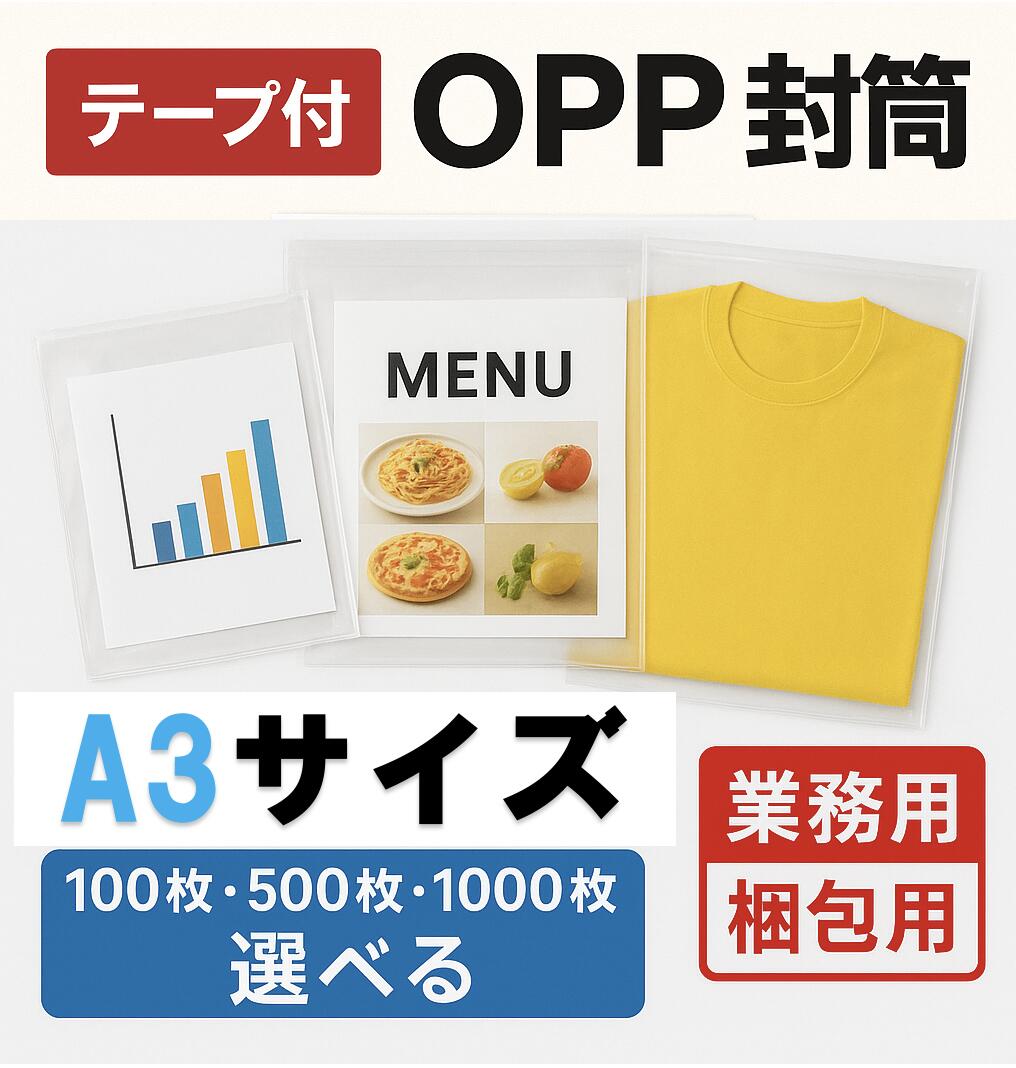 楽天市場】OPP袋 A3 1000枚 (435×310mm) テープ付 OPP袋 透明