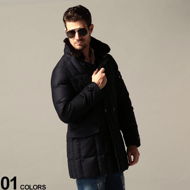 人気商品 メンズファッション コート ジャケット Mrmorrisl1 ビジカジ ボタン スタンド ファー 冬 秋 ダウン ブルゾン ジャケット アウター 男性 メンズ Navyブランド Morris L1 ジャケット ダウン 襟裏ファー 取り外し カシミヤ混 ムーレー Moorer