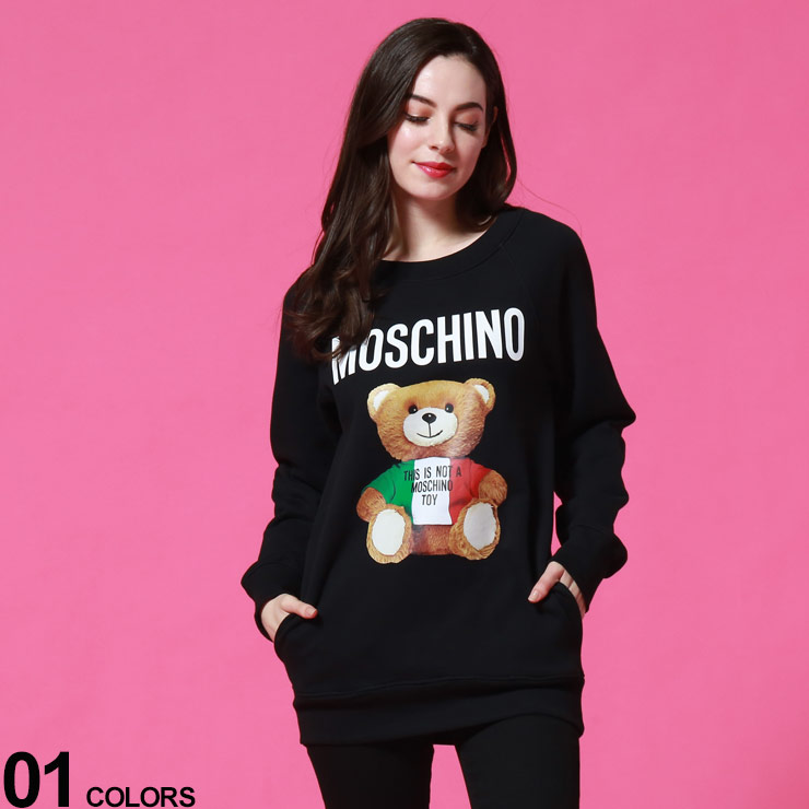 最大00円offクーポン配布中 Moschino モスキーノ Italyベア ロゴプリント クルーネック 長袖 スウェット トレーナーブランド レディース トップス トレーナー スエット クルー 裏毛 スウェット プリント Mhl1710 Av Drop Com