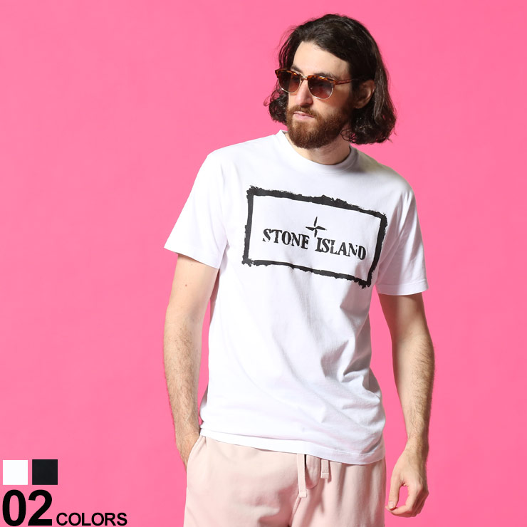 Stone Island ストーンアイランド スクエア ロゴプリント クルーネック 半袖 Sins80メンズファッション ストリート Tシャツブランド メンズ ストーンアイランド 男性 プリント 半袖 春 夏 シャツ Tシャツ プリントt ストリート Sins80 トップス オンライン
