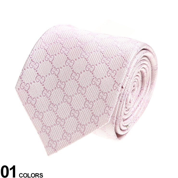 美品 GUCCI グッチ ネクタイ シルク100％ ペールオレンジ 総柄 GUCCI グッチ ネクタイ GUSHION 625461 4E002 メンズ シルク