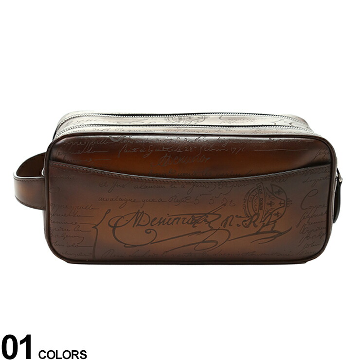 Berluti ベルルッティ メンズ スクリットレザー ポーチ 男性 ジップ ブランド