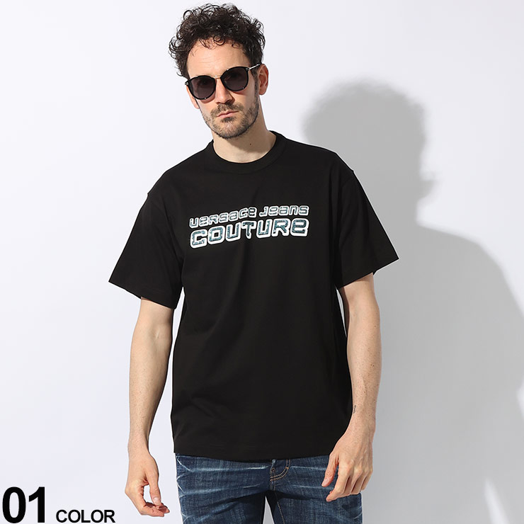 VERSACE JEANS COUTURE (ヴェルサーチェ ジーンズ クチュール) フロントストーンロゴ クルーネック 半袖 Tシャツ REGULARFIT VC76GAHC03 ブランド メンズ 男性 トップス Tシャツ 半袖 シャツ