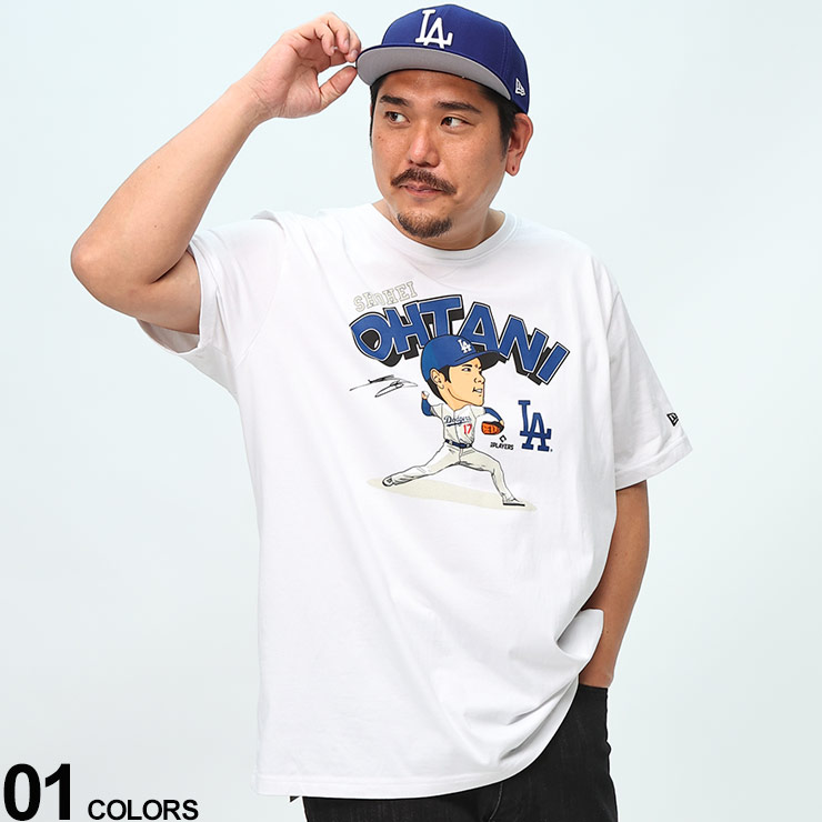 ニューエラ Tシャツ 半袖 メンズ 大きいサイズ 大谷翔平 MLB メジャーリーグベースボール ドジャース サイン プリント トップス シャツ 2XL 3XL 白 野球観戦 NEW ERA