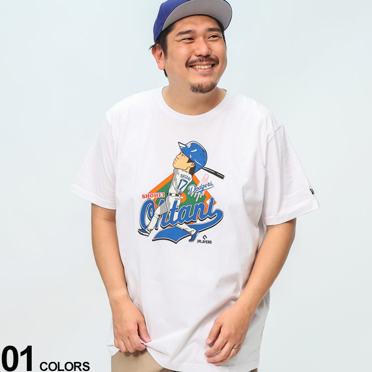 ニューエラ Tシャツ 半袖 メンズ 大きいサイズ MLB×NEW ERA 大谷翔平 メジャーリーグベースボール ドジャース プリント チームデザイン トップス 2XL 3XL 白 野球観戦 スポーツ NEW ERA