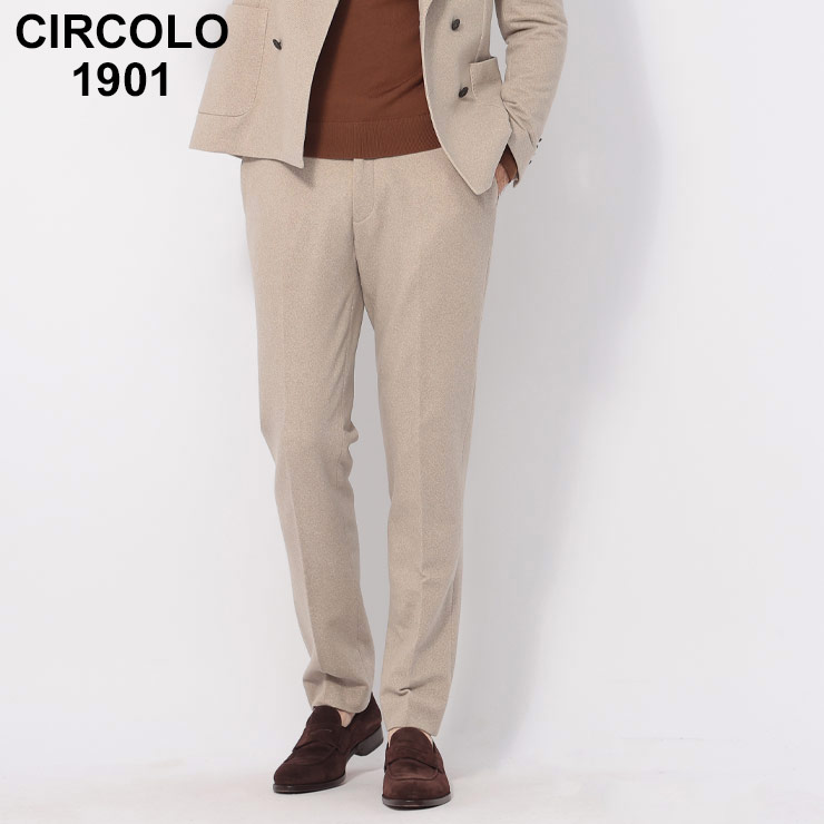チルコロ1901 CIRCOLO 1901 セットアップ対応 ダイアゴナル地 ノータック スラックス CICN4528 ブランド メンズ 男性 ボトムス パンツ ロングパンツ スラックス｜大きいサイズのサカゼン