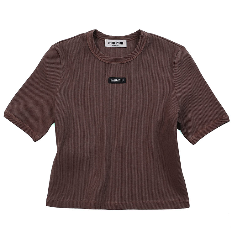 ミュウミュウの長袖トップス/Tシャツ miu ミュウミュウ Tシャツ MIU レディース ラインストーン