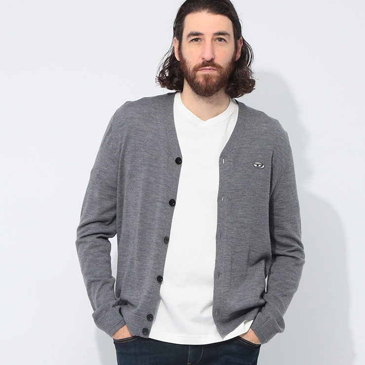 ディーゼル DIESEL ウール 胸ロゴ カーディガン DSA174430DCCH ブランド メンズ 男性 トップス カーディガン ニット 羽織 秋 冬｜大きいサイズのサカゼン