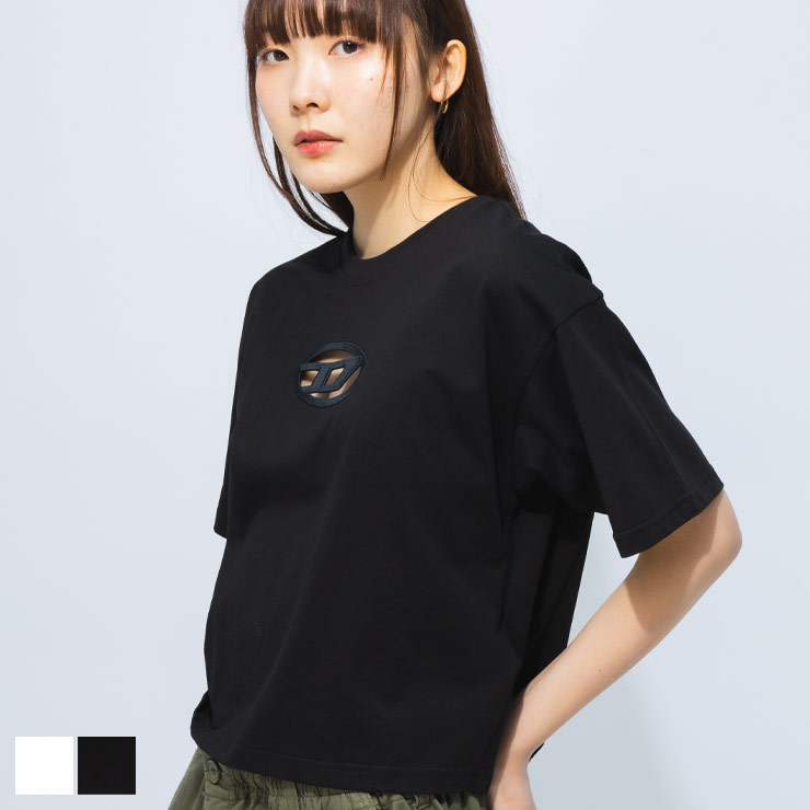 ディーゼル DIESEL オーバルD クルーネック 半袖 Tシャツ DSLA150960NIAX ブランド レディース トップス Tシャツ 刺繍 コットン 春 夏|大きいサイズのサカゼン