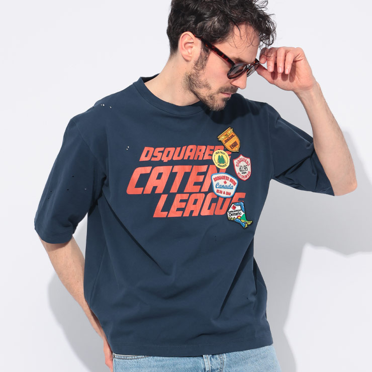ディースクエアード DSQUARED2 ダメージ クルーネック 半袖 Tシャツ DYED AND DESTROYED D2GD1383S24583 ブランド メンズ 男性 トップス Tシャツ ワッペン プリント 春 夏