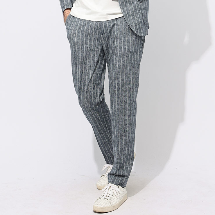 チルコロ1901 CIRCOLO 1901 ストレッチコットン ストライプ ノータック パンツ CICN4808 ブランド メンズ 男性 ボトムス パンツ スラックス ニット ビジカジ