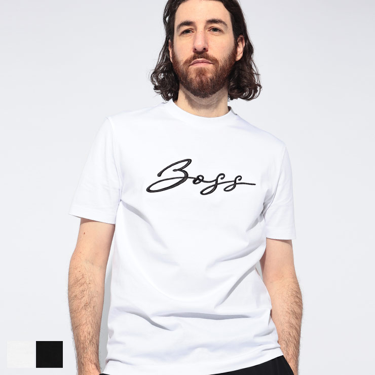 Hugo Boss★トリコロール ロゴ☆コットン☆半袖☆Tシャツ BOSS（HUGO BOSS） tシャツ バブルジャカードストラクチャー