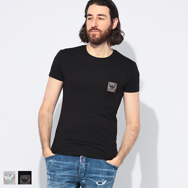 エンポリオアルマーニ EMPORIO ARMANI レインボーロゴ クルーネック 半袖 Tシャツ EAUEM375AF10798 ブランド メンズ 男性 トップス Tシャツ アンダーウェア シンプル 春 夏|大きいサイズのサカゼン