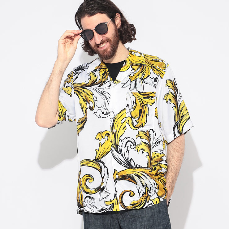 ヴェルサーチェ ジーンズ クチュール VERSACE JEANS COUTURE バロッコプリント オープンカラー 半袖 シャツ VC78GAL2B0 ブランド メンズ 男性 トップス シャツ 開襟シャツ 総柄 春 夏