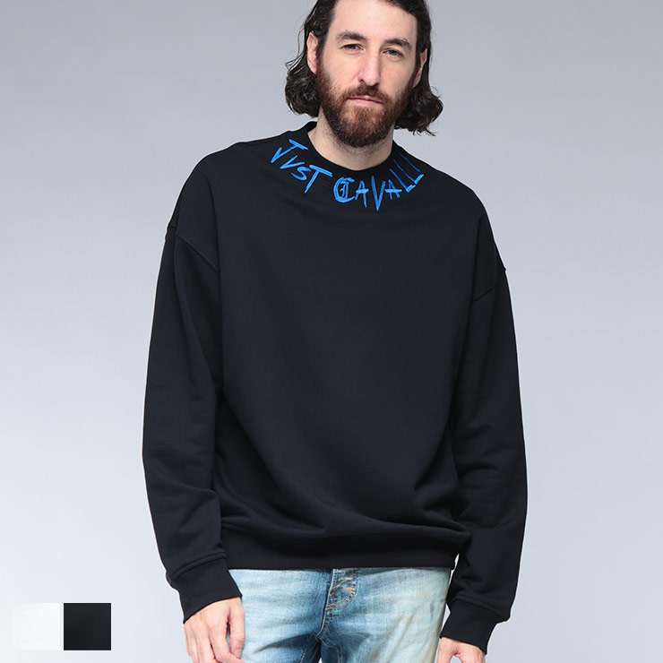 ジャスト カヴァリ Just cavalli ネックロゴ刺繍 スウェット トレーナー JC79OAIE21 ブランド メンズ 男性 トップス トレーナー クルーネック 刺繍|大きいサイズのサカゼン