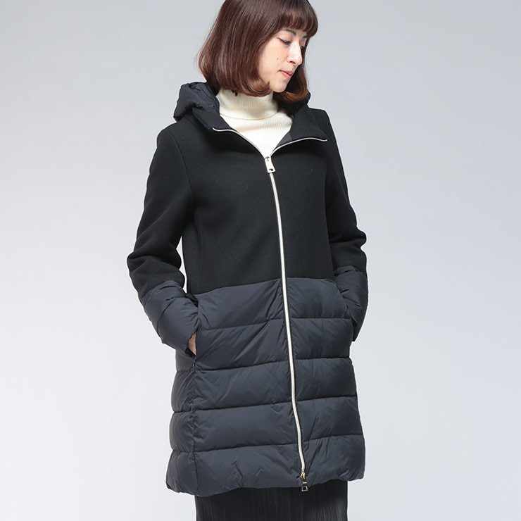 楽天市場】HERNO ヘルノ ダウンコート ナイロン ウール ネイビー #40