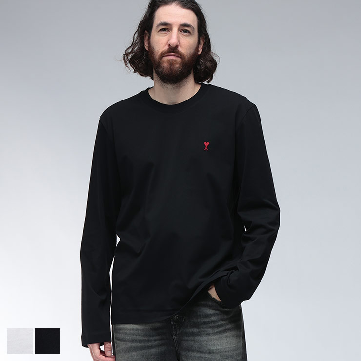 アミパリブラック ロンT Tシャツ Ami De Coeur ロングスリーブ Tシャツ ブラック | AMI PARIS