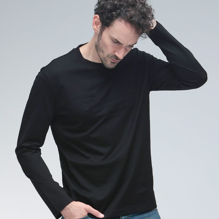 エンポリオアルマーニ ロンT トップス EMPORIO ARMANI メンズ BIGロゴ クルーネック 長袖 カットソー AQUILA EA8N1TD71GYZ ブランド コットン シンプル カジュアル 大人