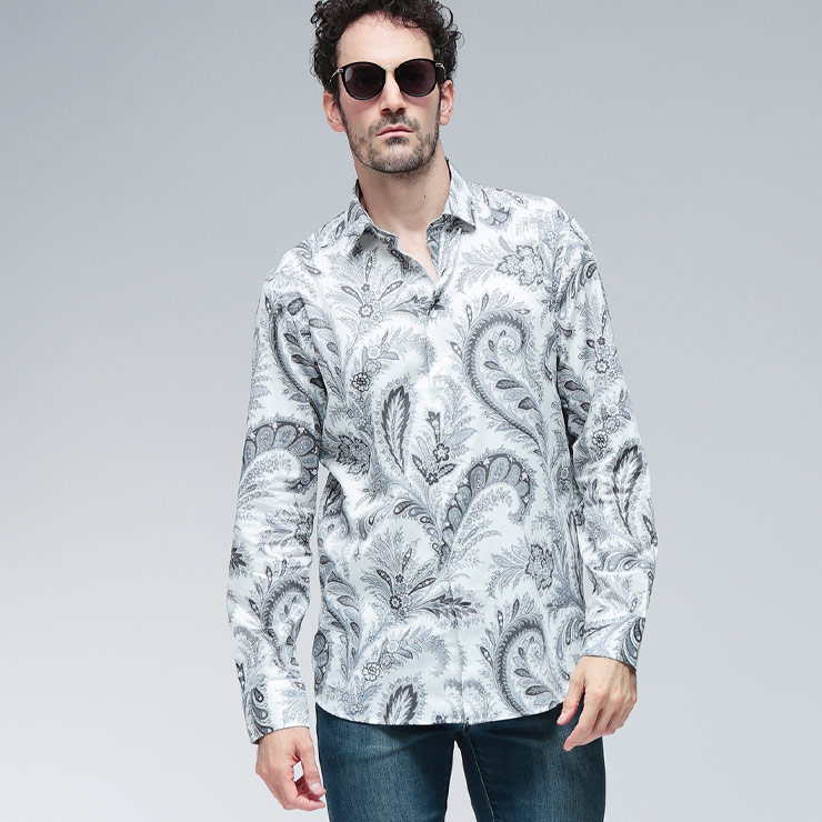エトロ シャツ トップス ETRO メンズ コットン ペイズリー柄 長袖 総柄 柄シャツ ETMRIB0199SA5L1 ブランド きれいめ カジュアル 大人|大きいサイズのサカゼン