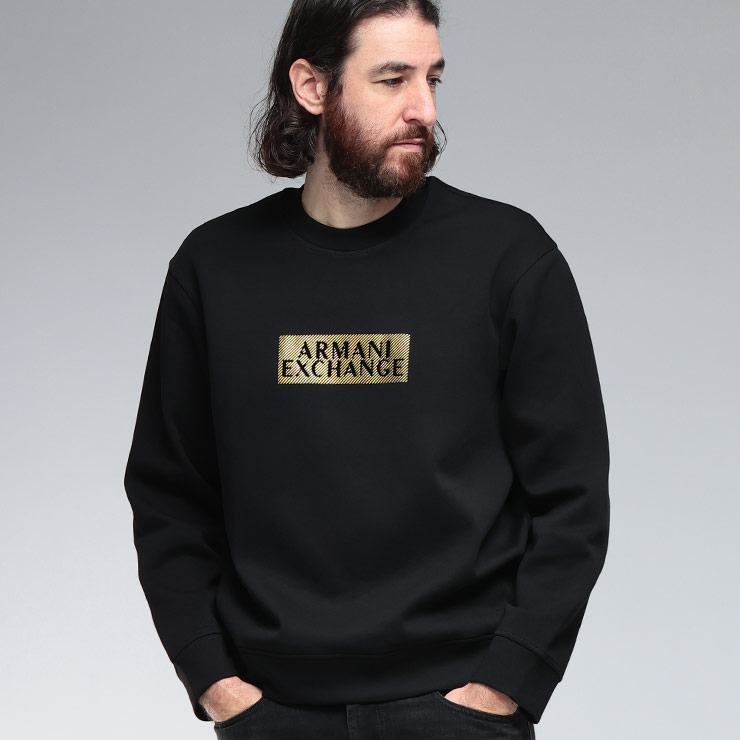 アルマーニエクスチェンジ　トレーナー　スウェット　ゴールド✖️ブラック A|X アルマーニ エクスチェンジ】ゴールドロゴ スウェットプル
