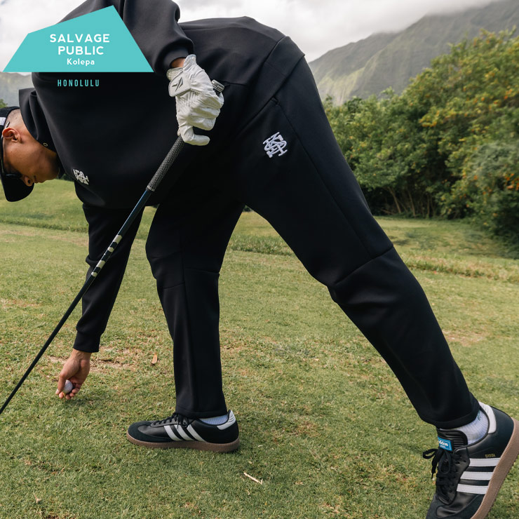 パンツ メンズ 大きいサイズ ロング 3L 4L 5L 6L GOLF ロゴ刺繍 ダブルニット ボトムス ゴルフ スポーツ ストレッチ ブラック ベージュ 【完全別注 3L 4L 5L 6L】SALVAGE PUBLIC Kolepa サルベージ パブリックコレパ