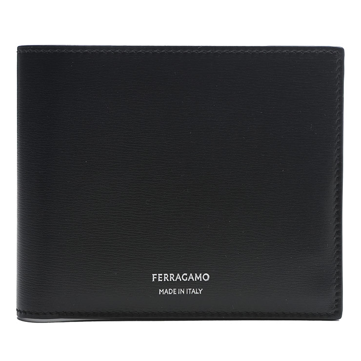 サルヴァトーレフェラガモ ウォレット メンズ Salvatore Ferragamo ロゴ レザー 二つ折り ミニ 財布 カードケース FG6613280770093 ブランド 札入れ ブラック プレゼント ギフト｜大きいサイズのサカゼン